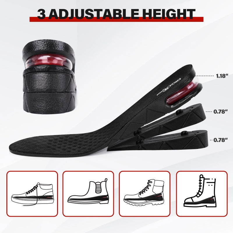 ERGOfoot Height Increase Insoles for Men Women, 3-Layer Adjustable Invisible Shoe Lifts & Height Boosters, Fits Dress Shoes & Casual Footwear - Height Increase Soles & Inserts - Image 2